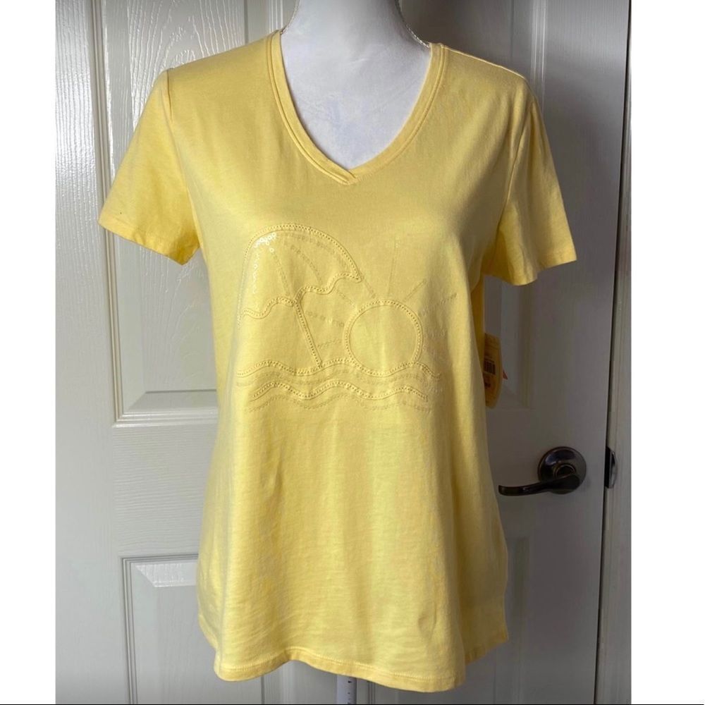 SUN BAY Yellow Women’s Small V-neck Top  NWT